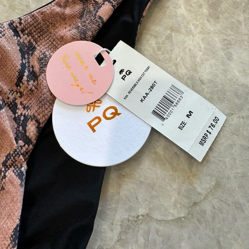 New Pilyq PQ Swim Kaa/Midnight Reversible‎ High Cut Bikini Bottom - Picture 6 of 8